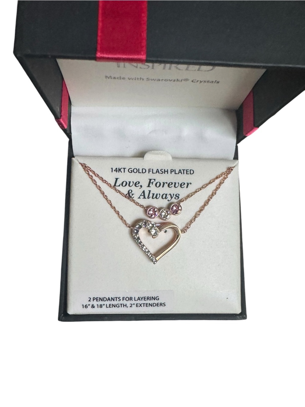 14KT Gold Flash Plated Heart Layered Necklace - NIB